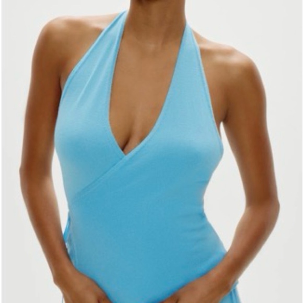 Frankie's Bikinis Blue halter neck Top
